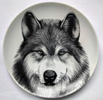 Dobrush dekorativer Porzellanteller `Wolf` 16cm